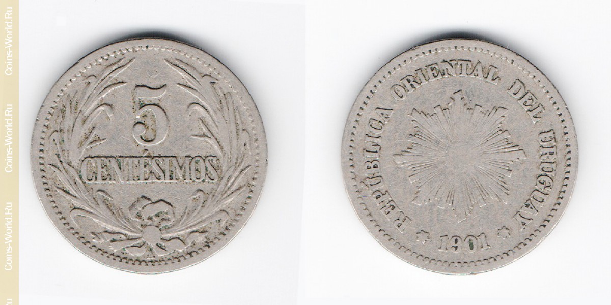 5 Centesimos 1901 Uruguay