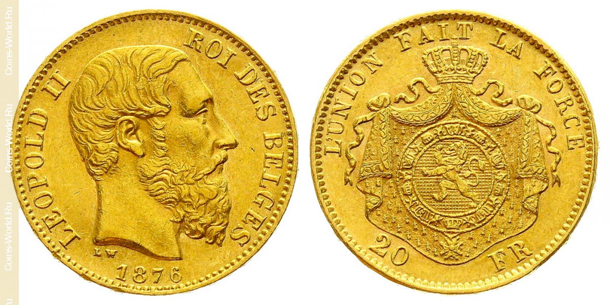 20 francs 1876, Belgium