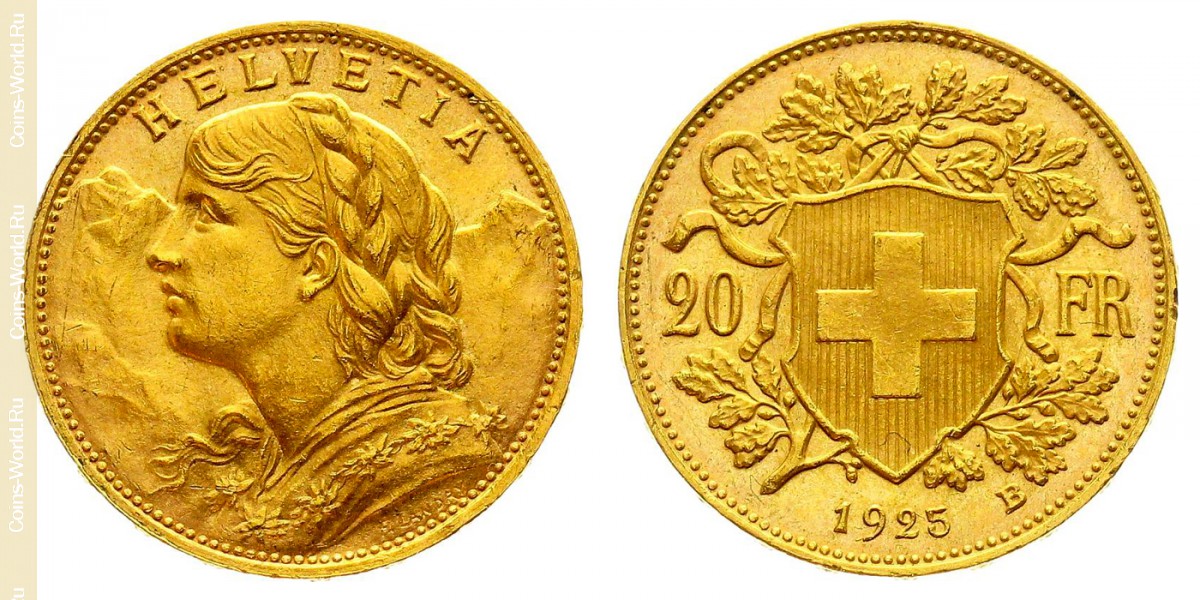 20 francs 1925, Switzerland