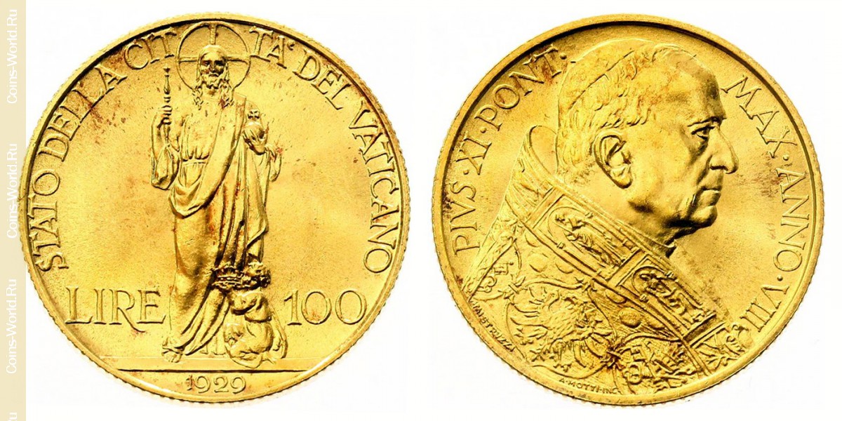 100 lire 1929, Vatican City