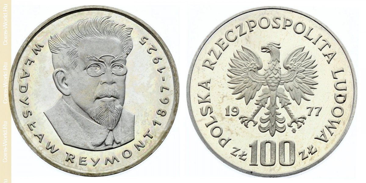 100 Złotych 1977, 110. Geburtstag von Władysław Reymont, Polen