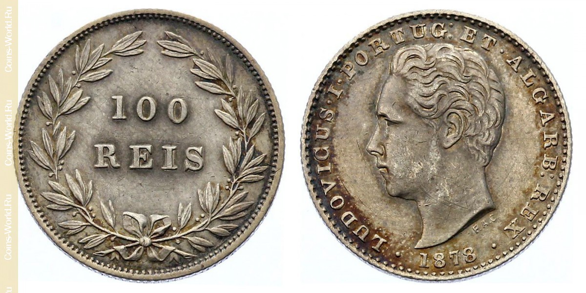 100 reis 1878, Portugal