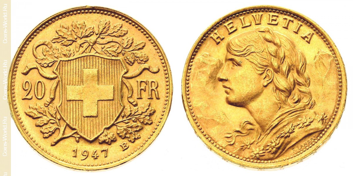 20 francs 1947, Switzerland