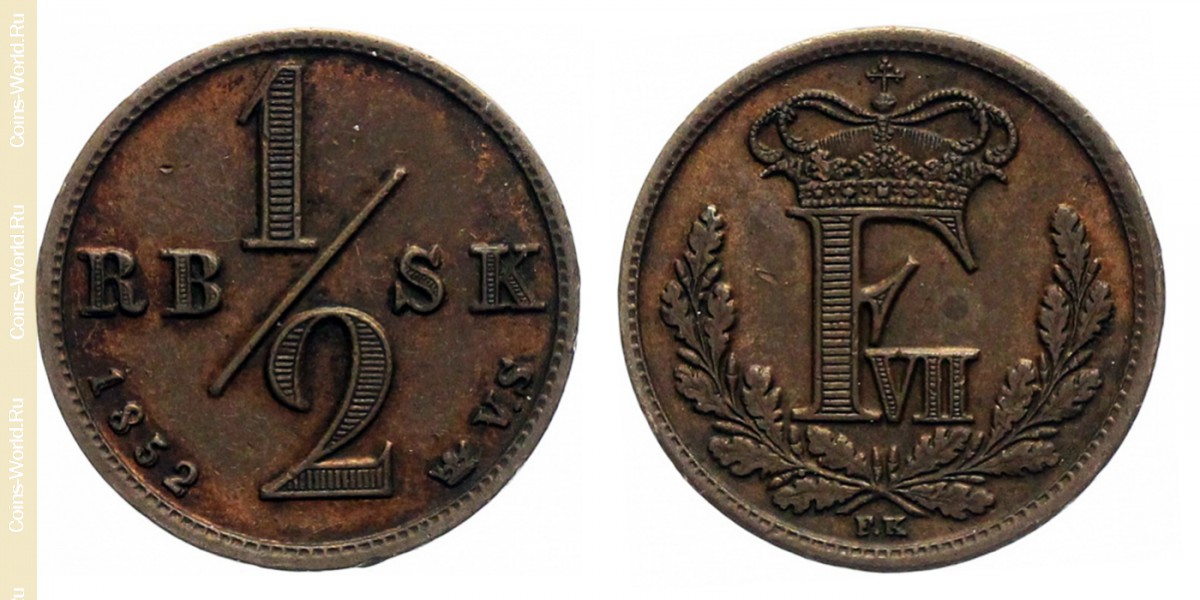½ rigsbankskilling 1852, Denmark