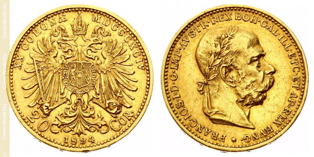 20 coronas 1894, Austria
