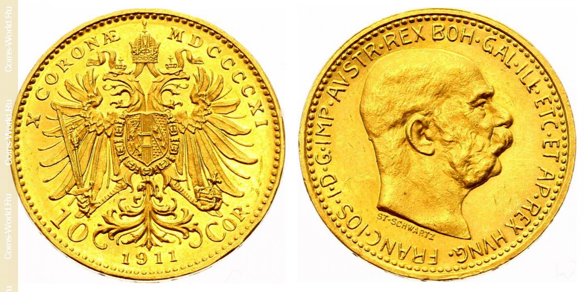 10 coronas 1911, Austria