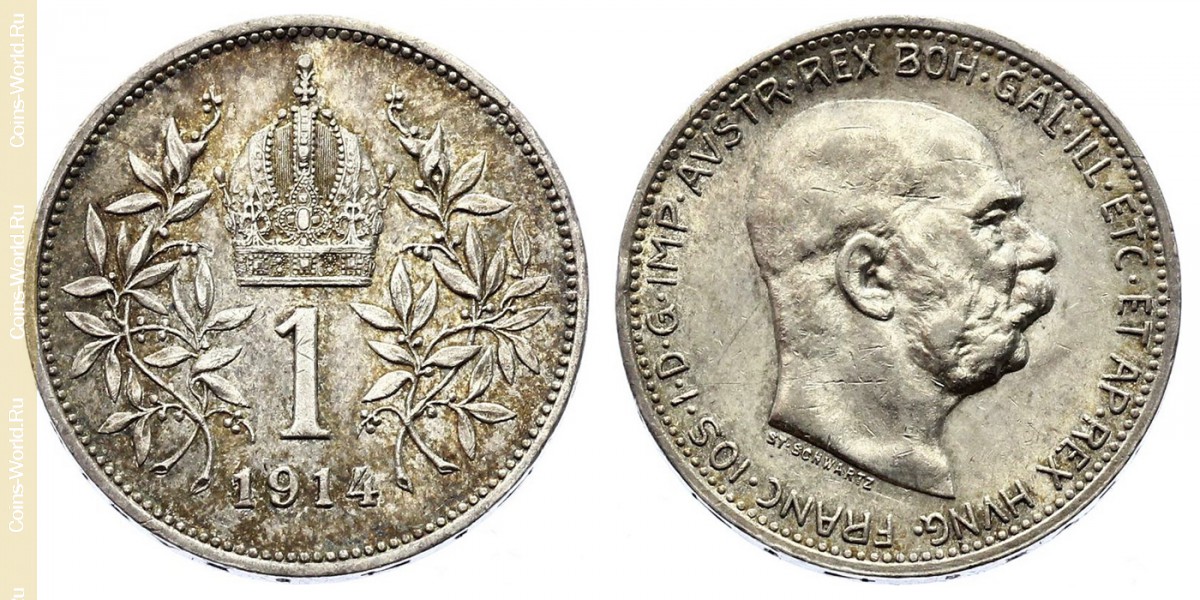 1 coroa 1914, Áustria