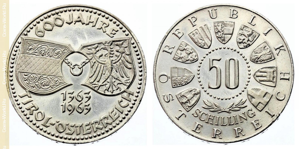 50 schilling 1963, Austria, 600 years of Tyrol