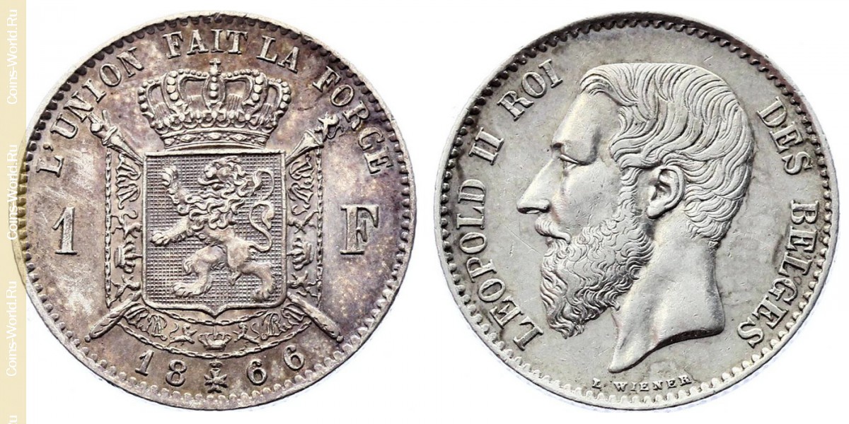 1 франк 1866 года, Бельгия