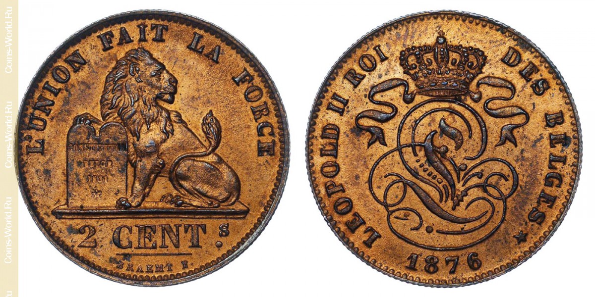 2 Centimes 1876, Belgien