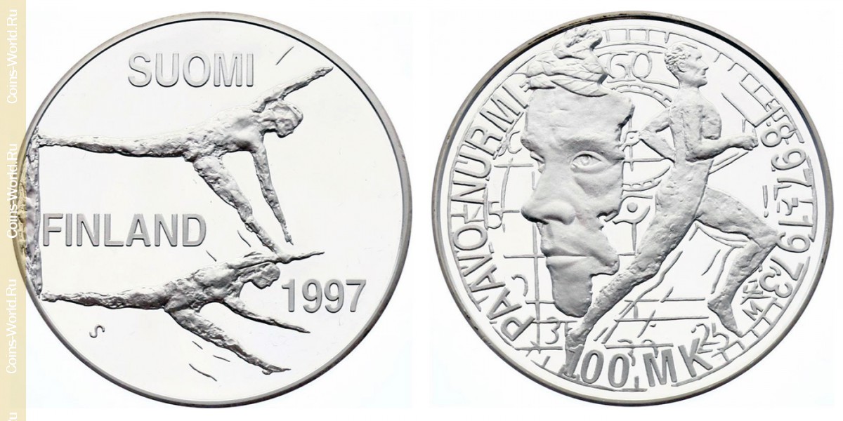 100 marcos 1997, 100 Aniversario - Nacimiento de Paavo Nurmi, Finlandia