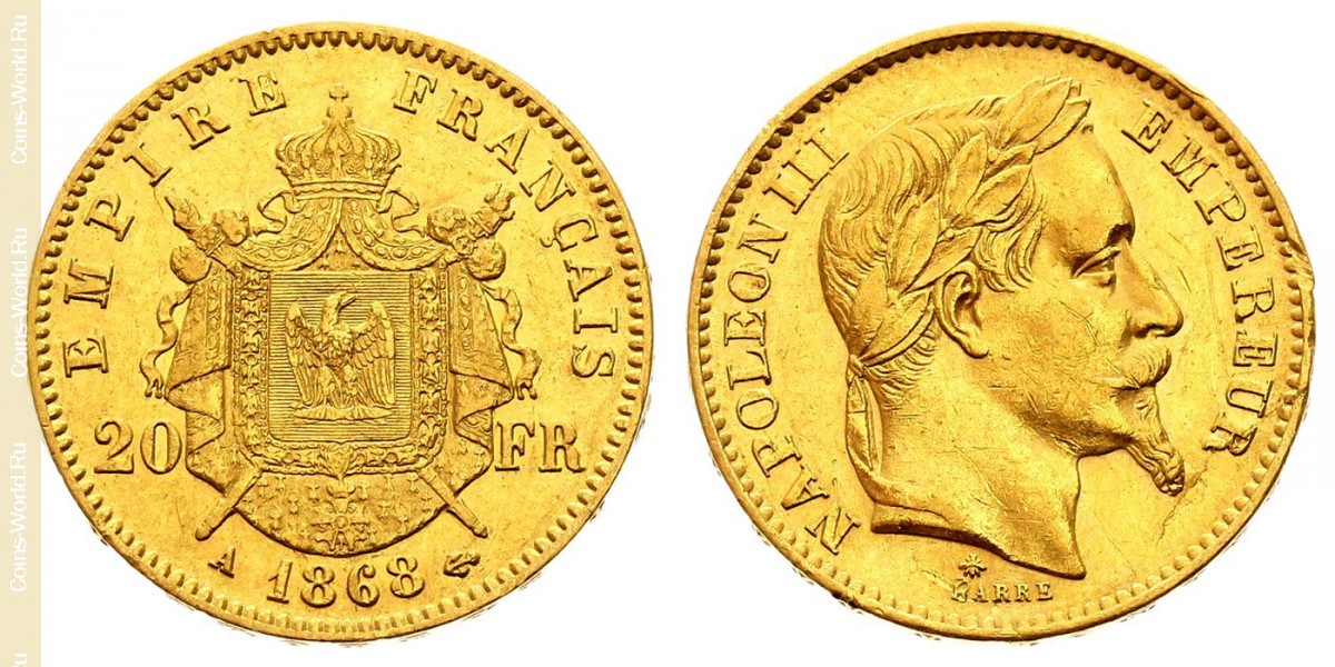 20 francos 1868 A, França