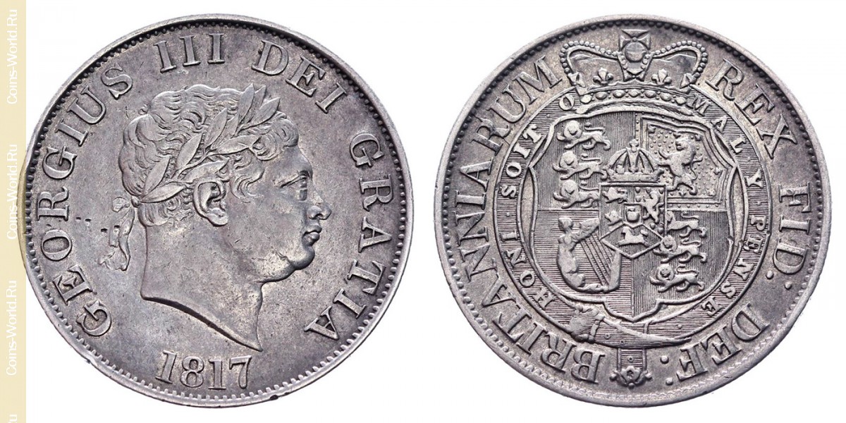 ½ кроны 1817 года, Малый бюст Георга III, Великобритания
