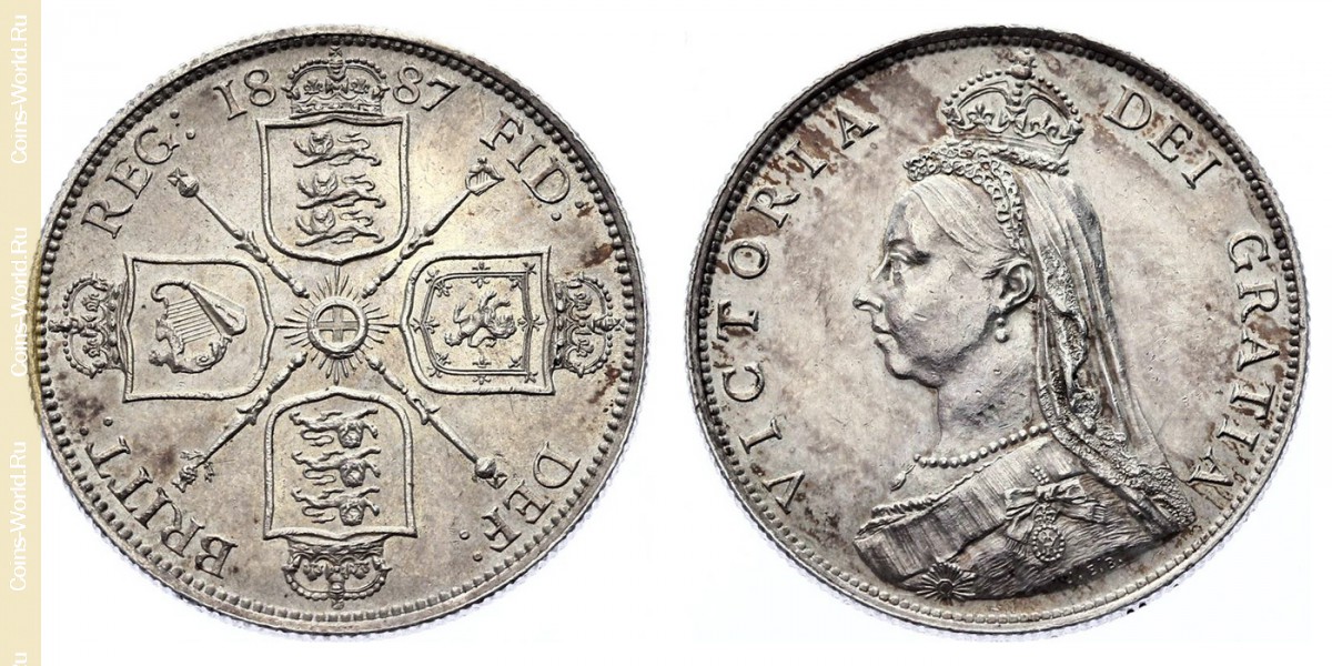 2 shillings (florin) 1887, Reino Unido