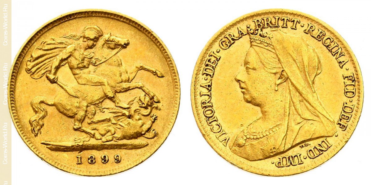 ½ libra (meio sovereign) 1899, Reino Unido
