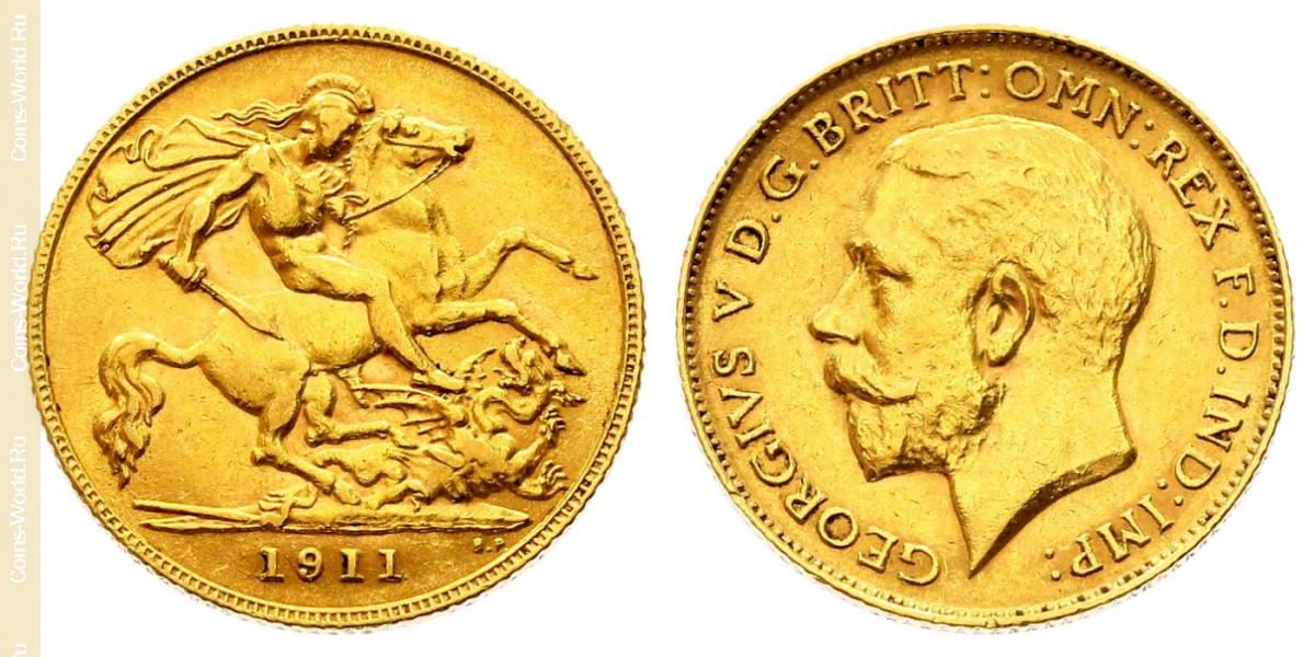 ½ libra (media soberana) 1911, Reino Unido