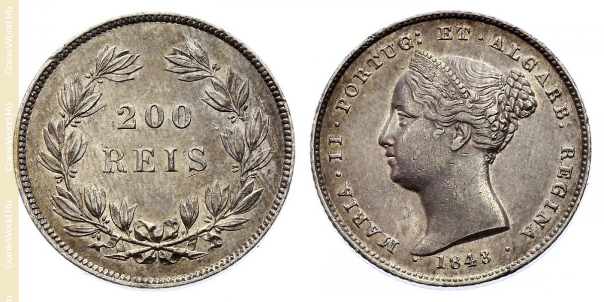 200 reis 1843, Portugal
