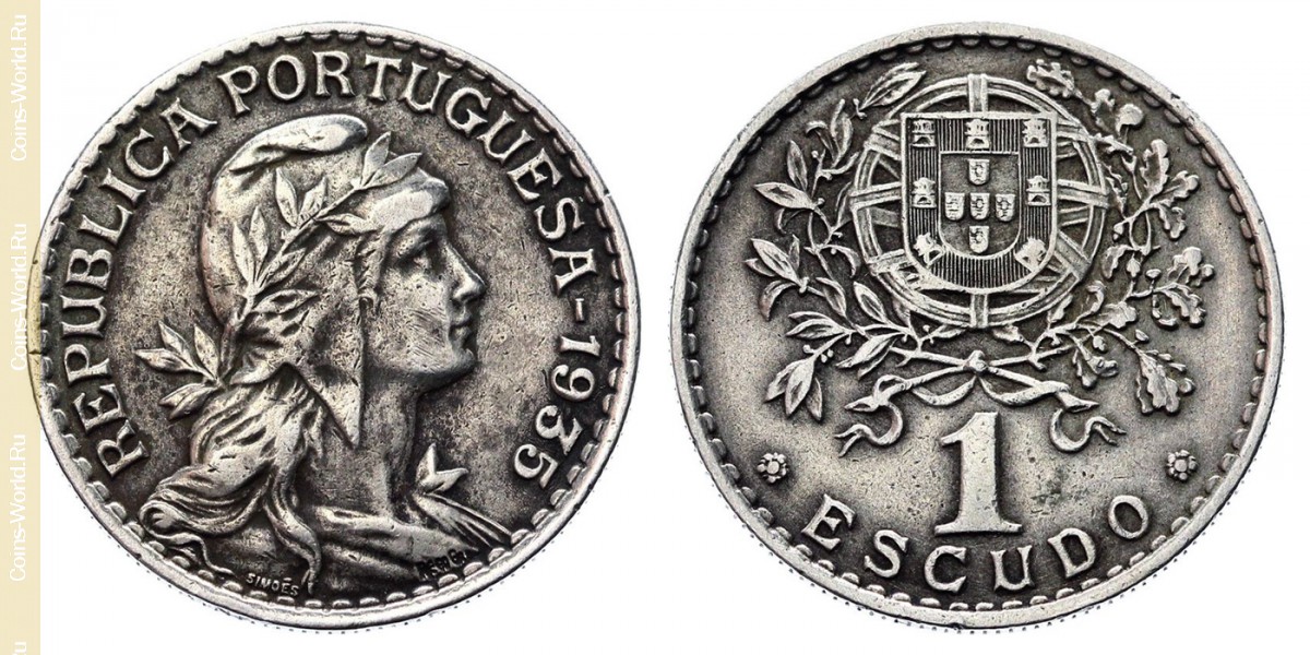 1 escudo 1935, Portugal