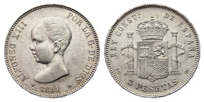 5 pesetas 1891