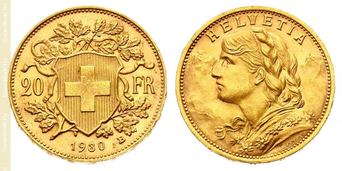 20 francs 1930, Switzerland