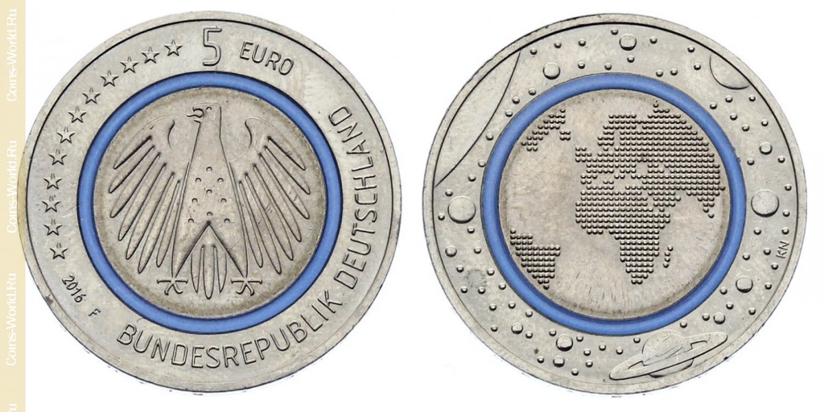 5 euros 2016 F, Planeta Tierra, Alemania
