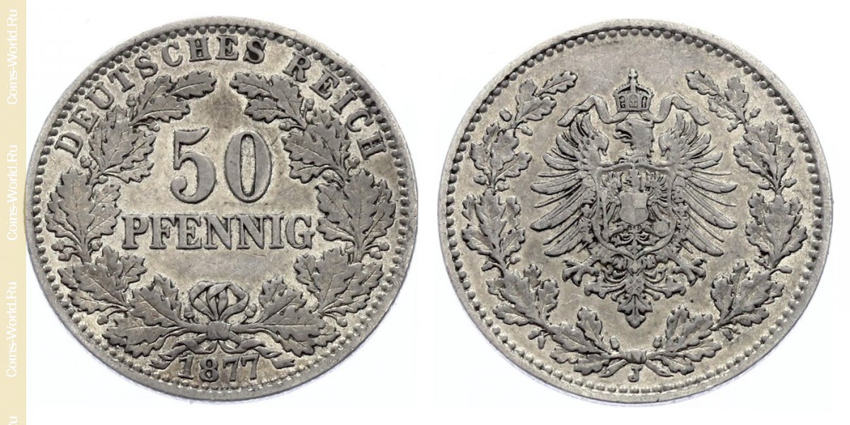 50 pfennig 1877 J, Alemanha