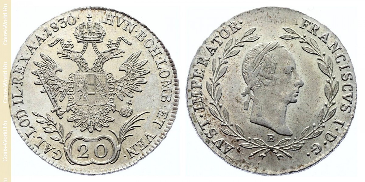 20 kreuzer 1830 B, Austria