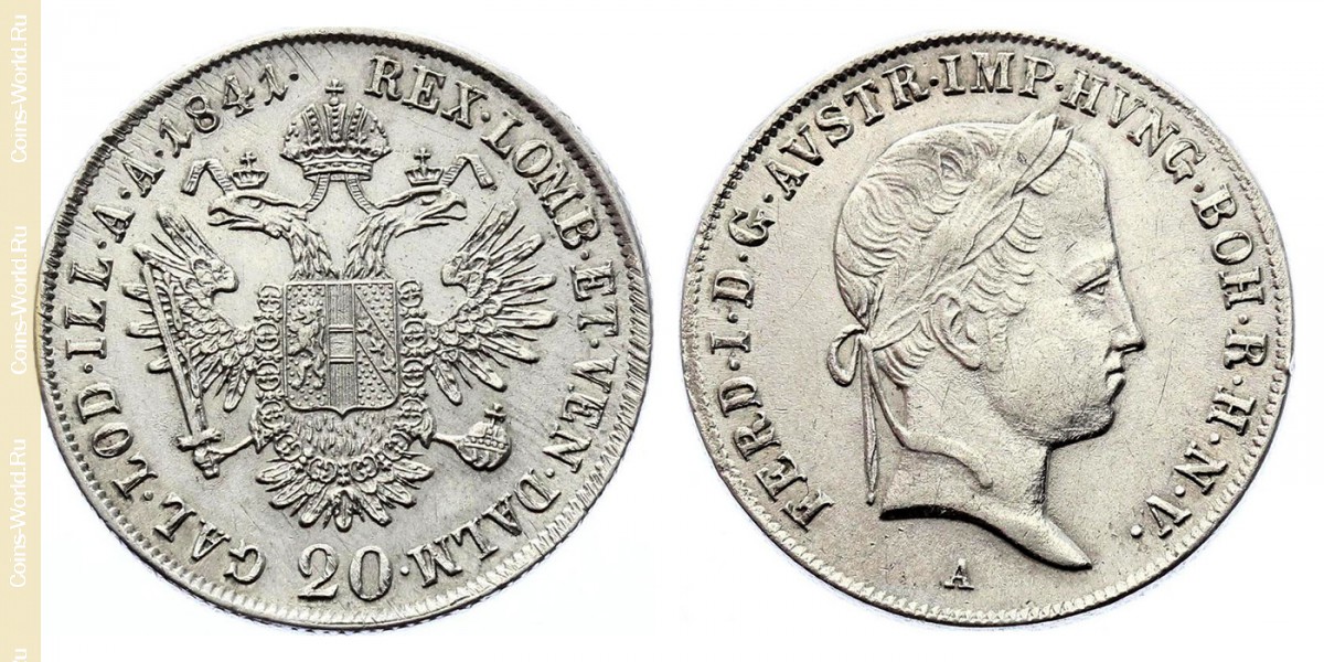 20 Kreuzer 1841 A, Österreich 