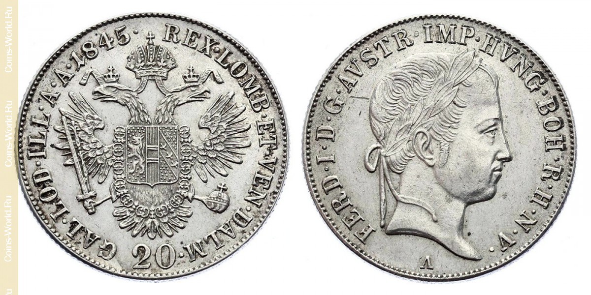 20 kreuzer 1845 A, Austria