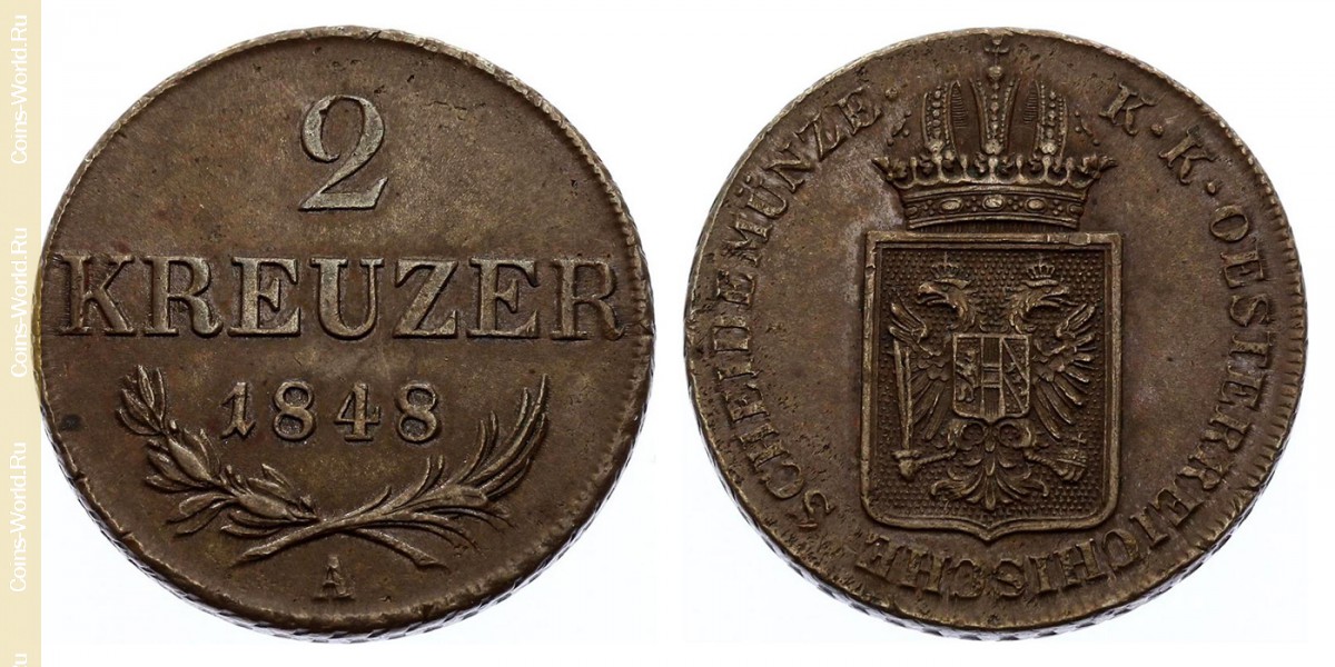 2 Kreuzer 1848, Österreich 