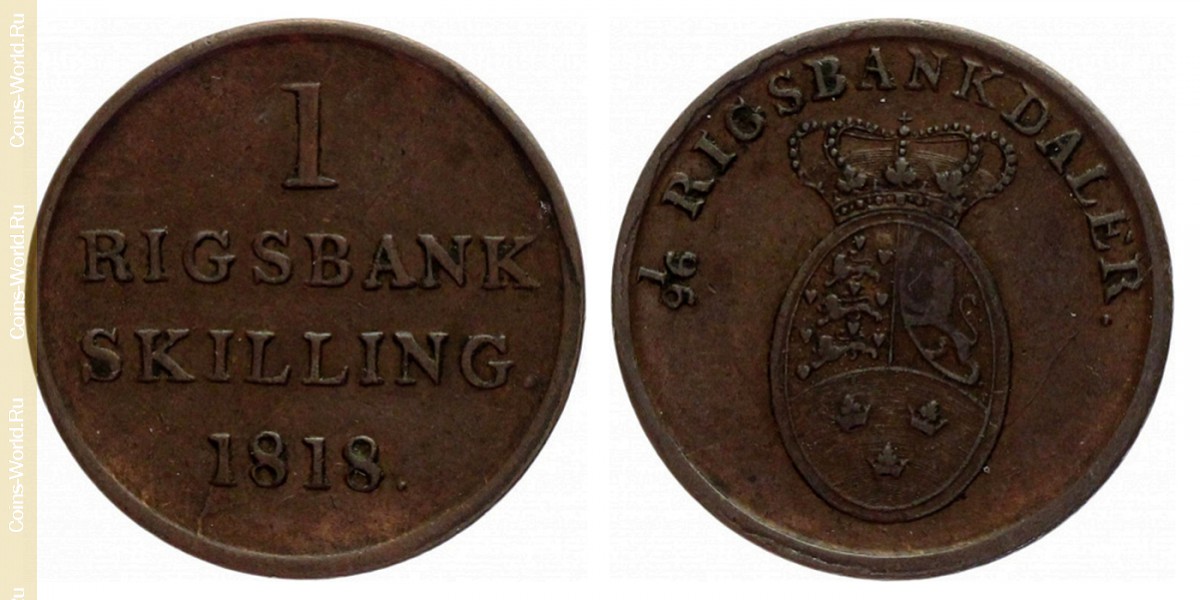 1 rigsbankskilling 1818, Denmark
