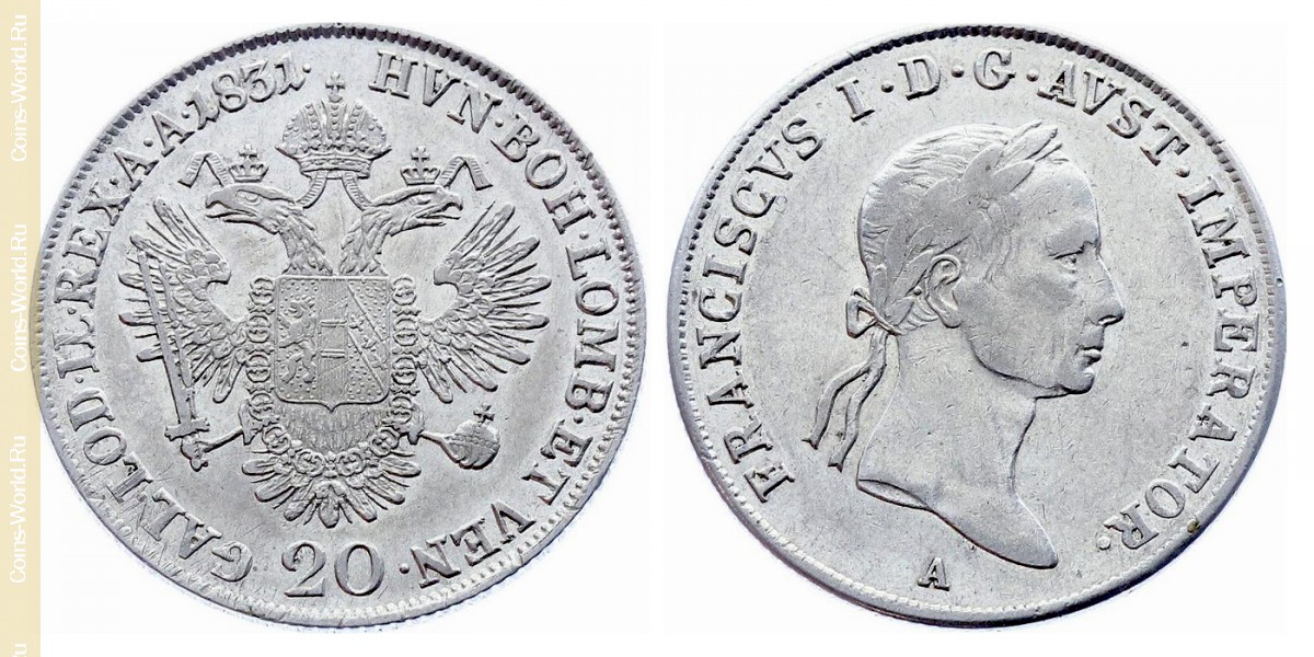 20 kreuzer 1831 A, Austria