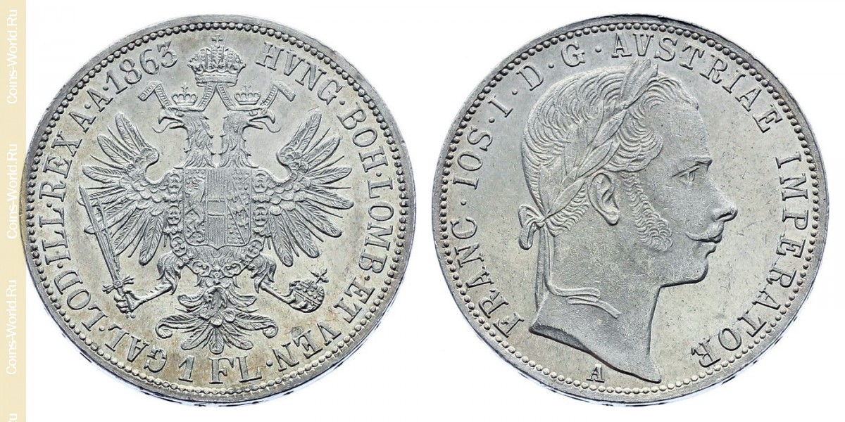 1 florín 1863 A, Austria