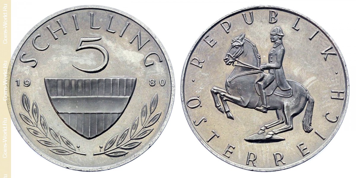 5 schilling 1980, Áustria