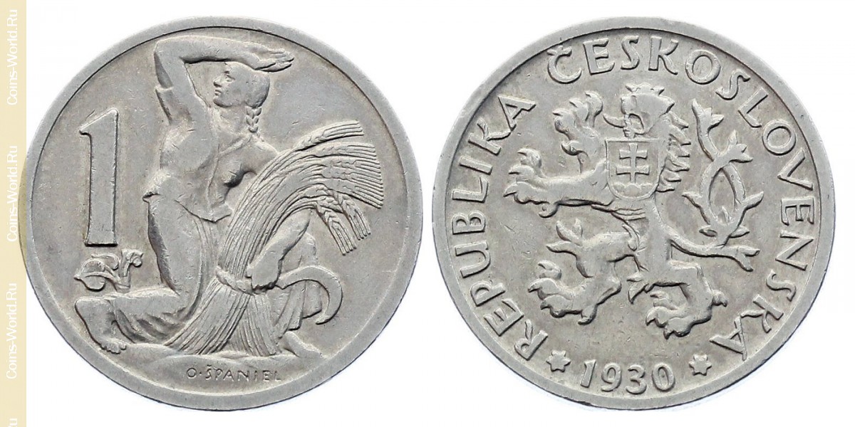 1 koruna 1930, Czechoslovakia