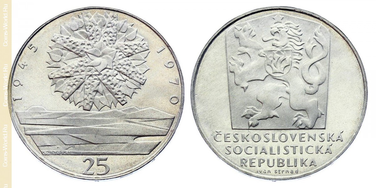 25 coroas 1970, 25º aniversário - Libertação da Checoslováquia, Tchecoslováquia