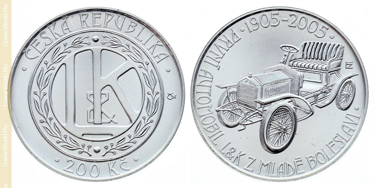 200 Kronen 2005, 100. Jahrestag - Fertigung 1. Automobils in Mladá Boleslav, Tschechische Republik