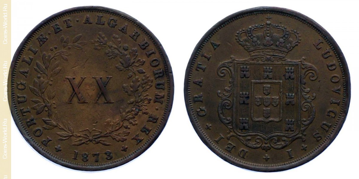 20 Réis 1873, Portugal