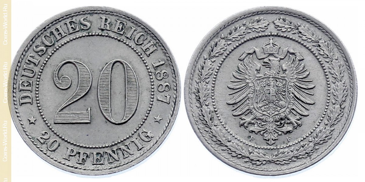 20 peniques 1887 F, Alemania
