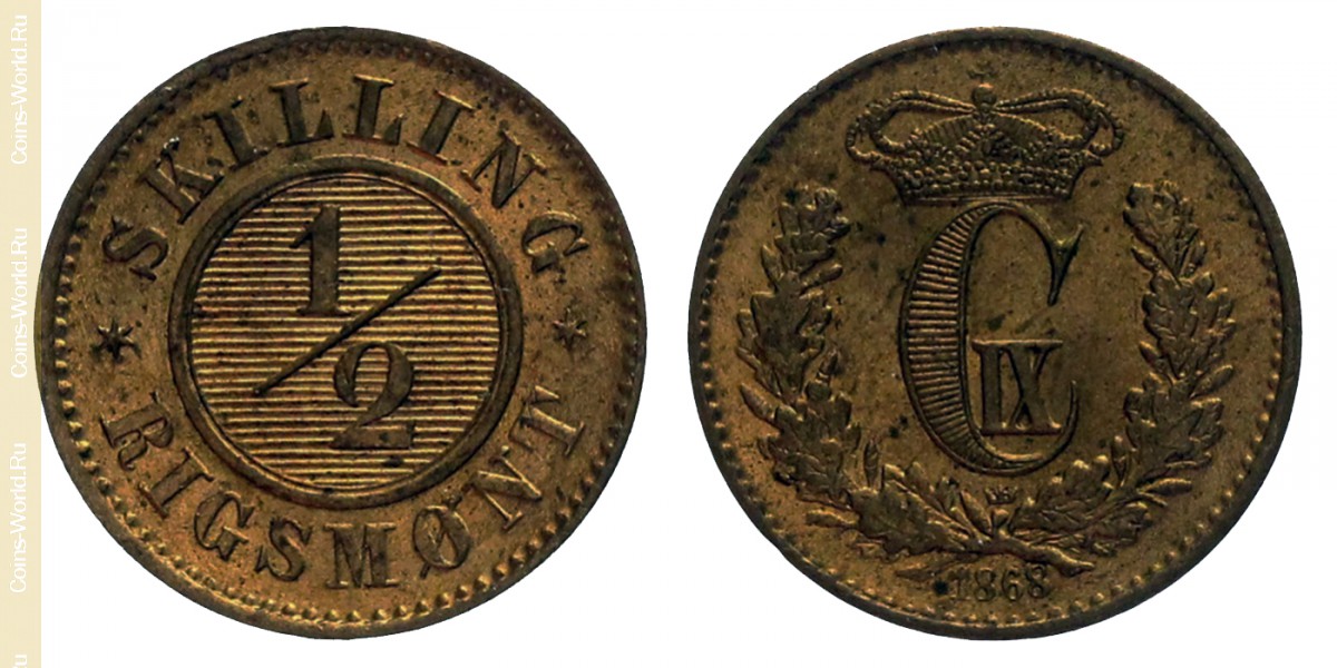 ½ Xelim rigsmont 1868, Dinamarca