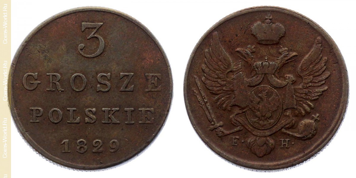3 grosze 1829, Poland