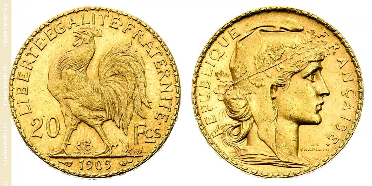 20 франков 1909 года, Франция