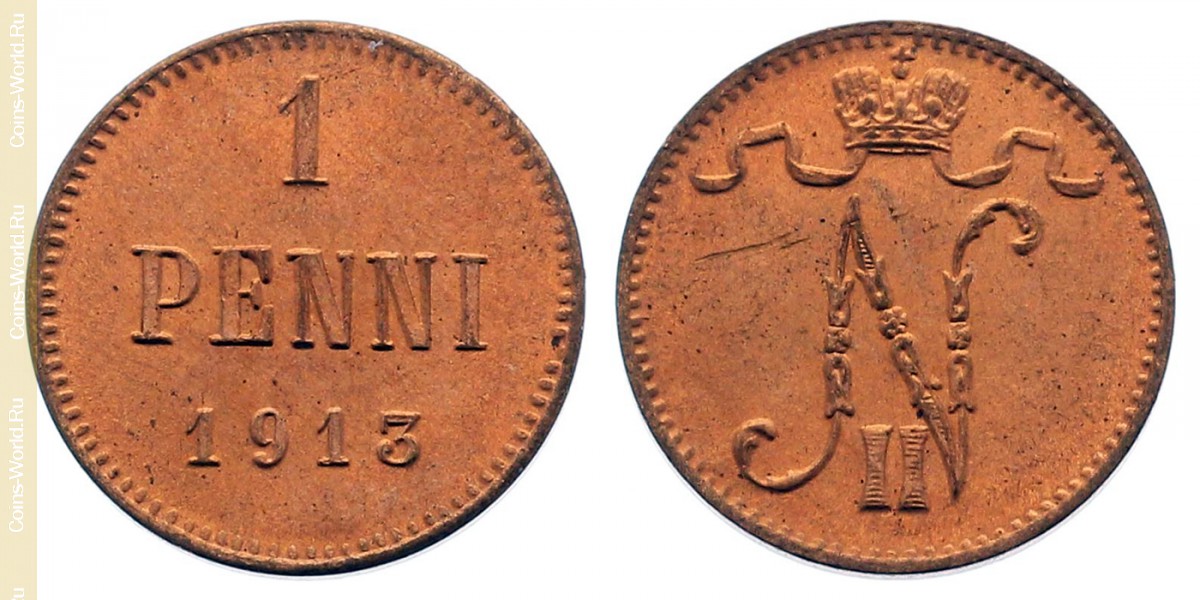 1 penni 1913, Finland