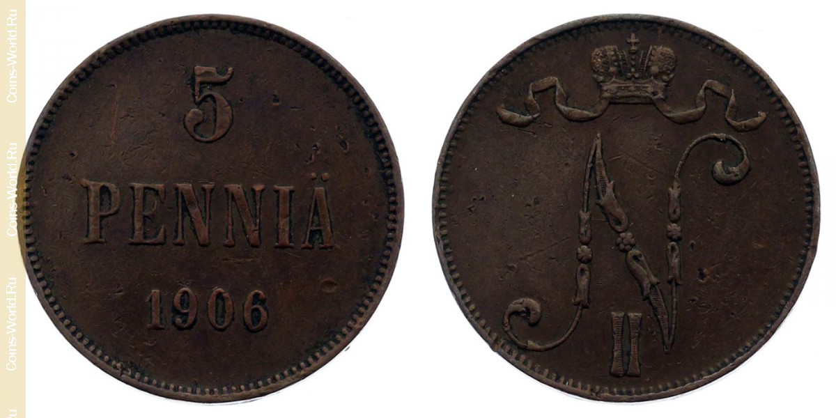 5 penniä 1906, Finlândia