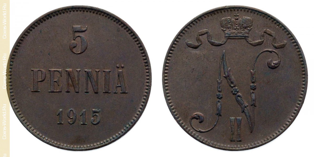 5 penniä 1915, Finlandia