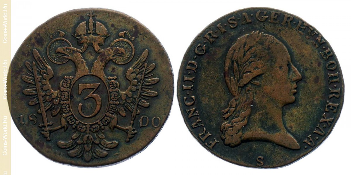 3 Kreuzer 1800 S, Österreich 