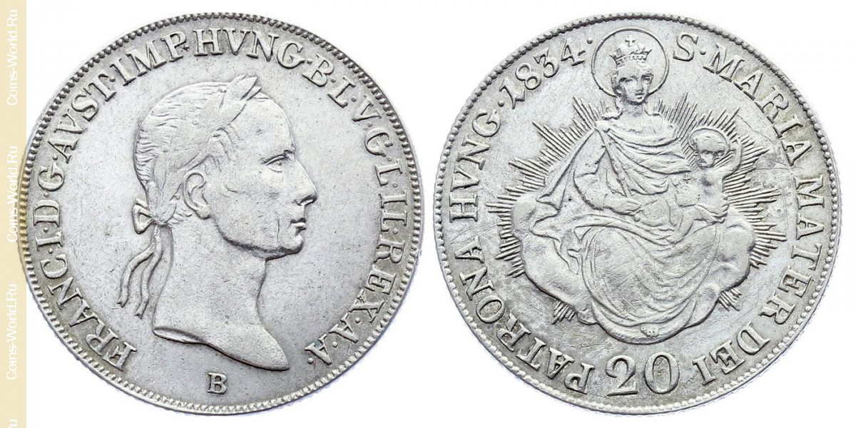 20 krajcar 1834, Hungría