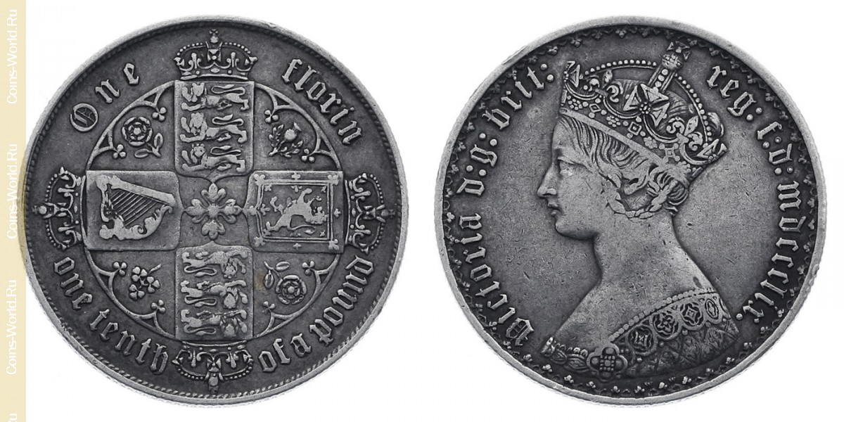 2 chelines (florín) 1859, Reino Unido