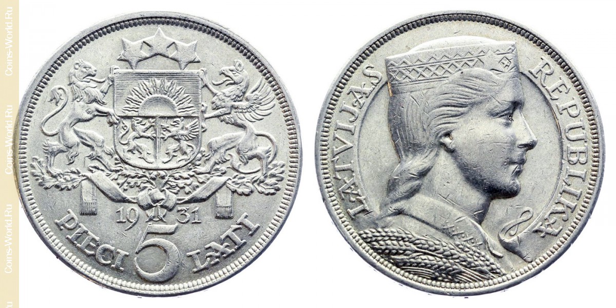 5 латов 1931 года, Латвия