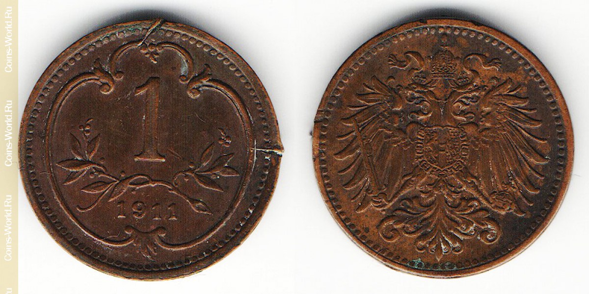 1 heller de 1911, Austria